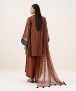 Light Linen Printed Brown 3 Piece Suit - Image 3