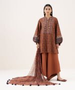 Light Linen Printed Brown 3 Piece Suit - Image 4