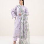 Lawn Embroidered Purple 3 Piece Suit