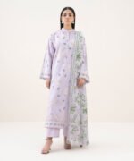 Lawn Embroidered Purple 3 Piece Suit - Image 2