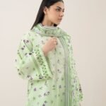 Lawn Embroidered Green 3 Piece Suit
