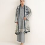 Cotton Printed Grey 3 Piece Suit