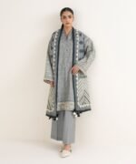Cotton Printed Grey 3 Piece Suit