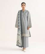 Cotton Printed Grey 3 Piece Suit - Image 4