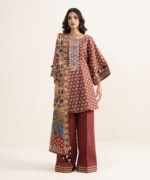 Zari Lawn Embroidered Red 3 Piece Suit - Image 2