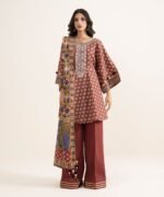 Zari Lawn Embroidered Red 3 Piece Suit - Image 2