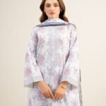 Lawn Embroidered Light Gray 3 Piece Suit