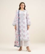 Lawn Embroidered Light Gray 3 Piece Suit - Image 2
