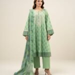 Lawn Embroidered Green 3 Piece Suit