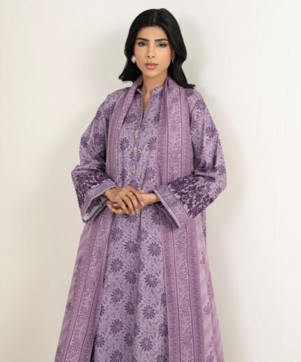 Lawn Embroidered Purple 3 Piece Suit