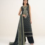 Lawn Embroidered Black 3 Piece Suit