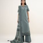 Lawn Embroidered Grey 3 Piece Suit