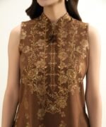 Extra Weft Jacquard Embroidered Brown 3 Piece Suit - Image 4