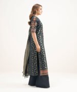 Extra Weft Jacquard Embroidered Black 3 Piece Suit - Image 2