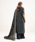 Extra Weft Jacquard Embroidered Black 3 Piece Suit - Image 3