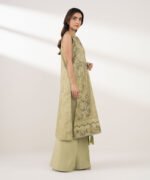 Cotton Embroidered Beige 3 Piece Suit - Image 2