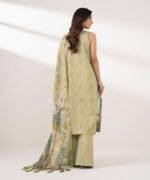 Cotton Embroidered Beige 3 Piece Suit - Image 3