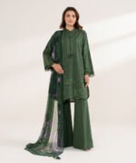 Cotton Embroidered Green 3 Piece Suit - Image 2