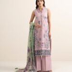 Textured Lawn Embroidered Pink 3 Piece Suit