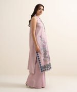 Textured Lawn Embroidered Pink 3 Piece Suit - Image 3