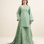 Textured Lawn Embroidered Green 3 Piece Suit