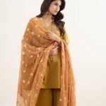 Lawn Embroidered Yellow 3 Piece Suit