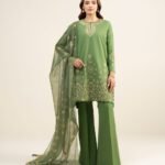 Zari Lawn Embroidered Green 3 Piece Suit