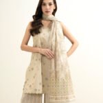Lawn Embroidered Beige 3 Piece Suit