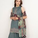 Lawn Embroidered Grey 3 Piece Suit