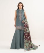 Lawn Embroidered Grey 3 Piece Suit - Image 2