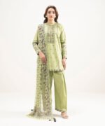Lawn Embroidered Green 3 Piece Suit - Image 2