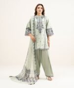 Lawn Green Embroidered 3 Piece Suit