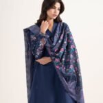 Textured Lawn Blue Embroidered 3 Piece Suit