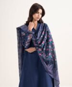 Textured Lawn Blue Embroidered 3 Piece Suit