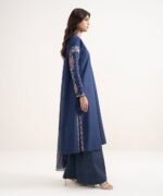 Textured Lawn Blue Embroidered 3 Piece Suit - Image 3
