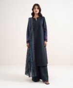 Textured Lawn Black Embroidered 3 Piece Suit - Image 2