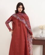 Lawn Red Embroidered 3 Piece Suit