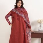 Textured Lawn Red Embroidered 3 Piece Suit