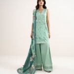 Lawn Green Embroidered 3 Piece Suit