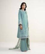 Cotton Jacquard Embroidered Green 3 Piece Suit - Image 3