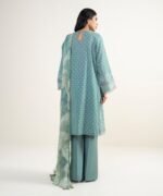 Cotton Jacquard Embroidered Green 3 Piece Suit - Image 4