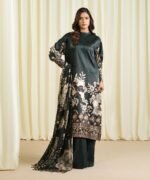 Blended Satin Printed Green 3 Piece Suit - Image 2