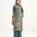 Blended Grip Silk Embroidered Green 3 Piece Suit