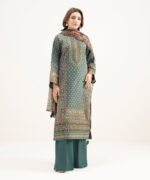 Blended Grip Silk Embroidered Green 3 Piece Suit