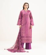 Blended Grip Silk Embroidered Purple 3 Piece Suit - Image 2