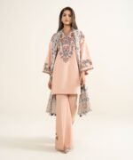Textured Lawn Embroidered Pink 3 Piece Suit