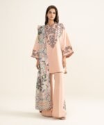 Textured Lawn Embroidered Pink 3 Piece Suit - Image 4