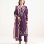 Lawn Embroidered Purple 3 Piece Suit