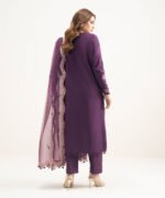 Lawn Embroidered Purple 3 Piece Suit - Image 3