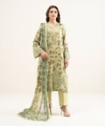Viscose Satin Yellow Embroidered 3 Piece Suit